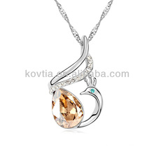 Elegant dubai white gold plated jewelry phoenix crystal necklace